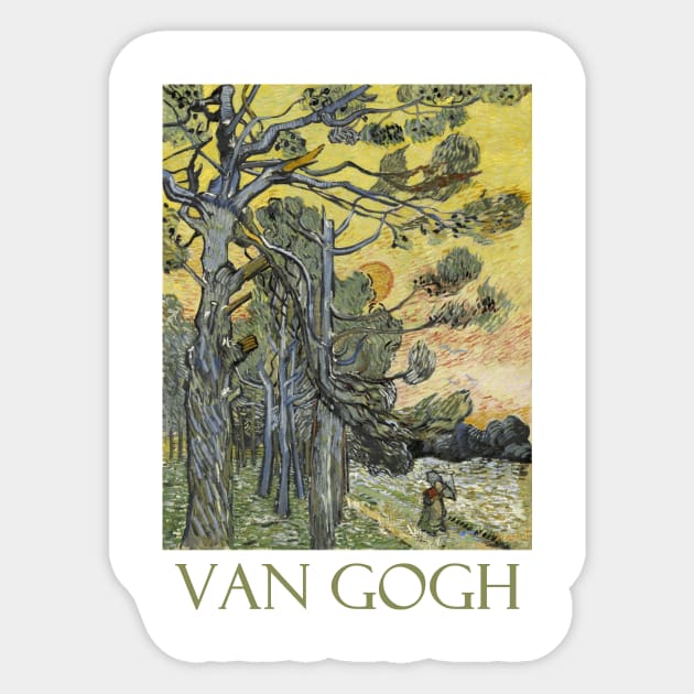 Pine Trees Against an Evening Sky by Vincent van Gogh Sticker by Naves